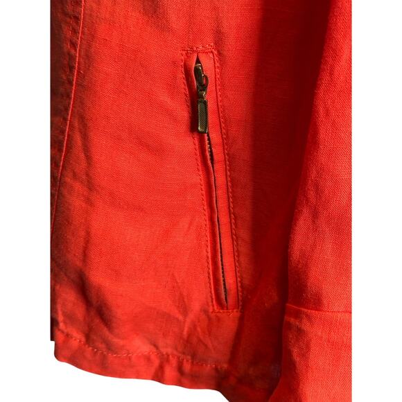 Chico’s orange linen open front moto jacket size 2 - large - Picture 8 of 15